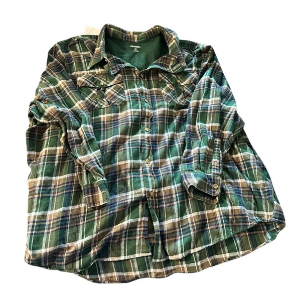 King Size 4XL Green Button Down Flannel - Picture 1 of 5